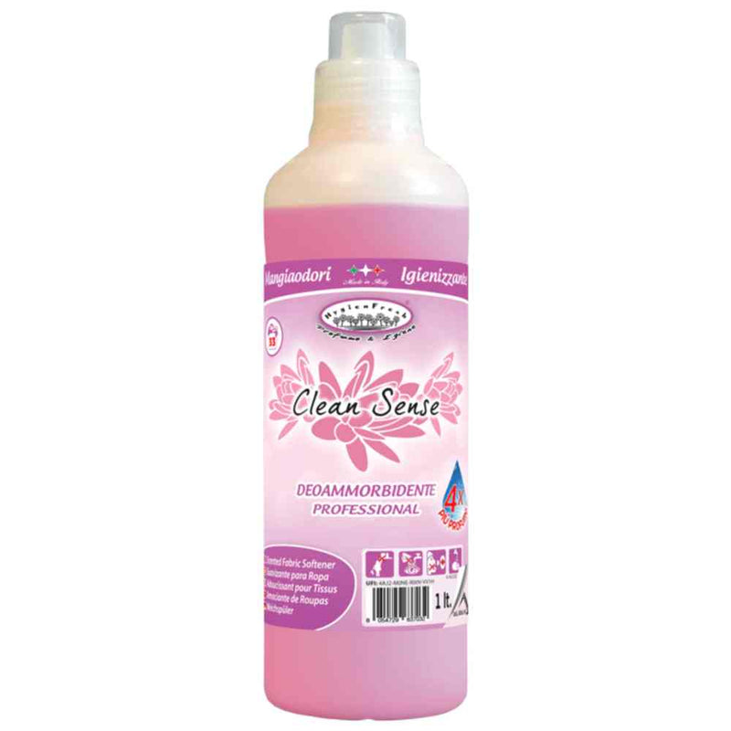 Balsam de rufe parfumat Clean Sense, 1 litru, cu efect de moliciune maximă și parfum intens.