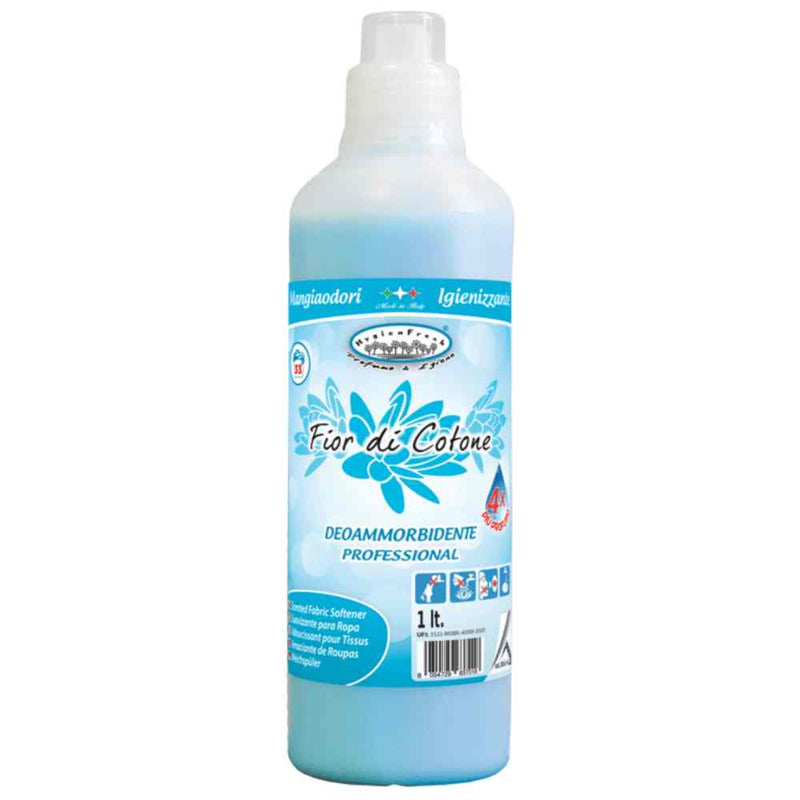 Balsam de rufe parfumat Fior di Cotone, 1 litru, cu moleculă superactivă pentru moliciune și parfum intens.