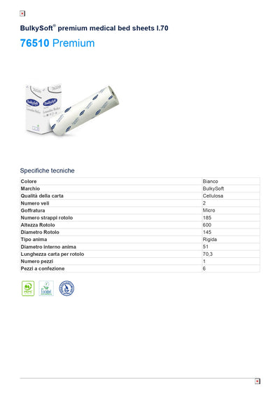 Role Medicale Cearceaf Hartie de unica folosință BulkySoft 60 cm x 70 m 6 Buc/Bax