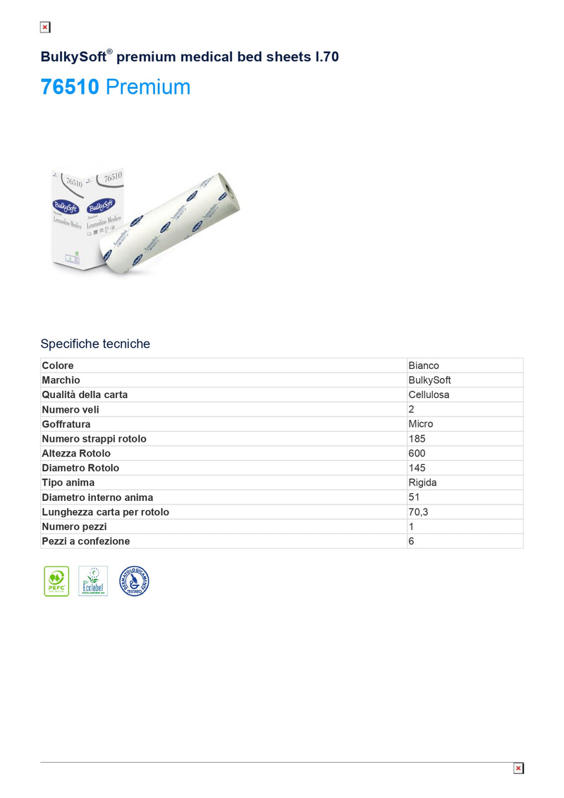 Role Medicale Cearceaf Hartie de unica folosință BulkySoft 60 cm x 70 m 6 Buc/Bax