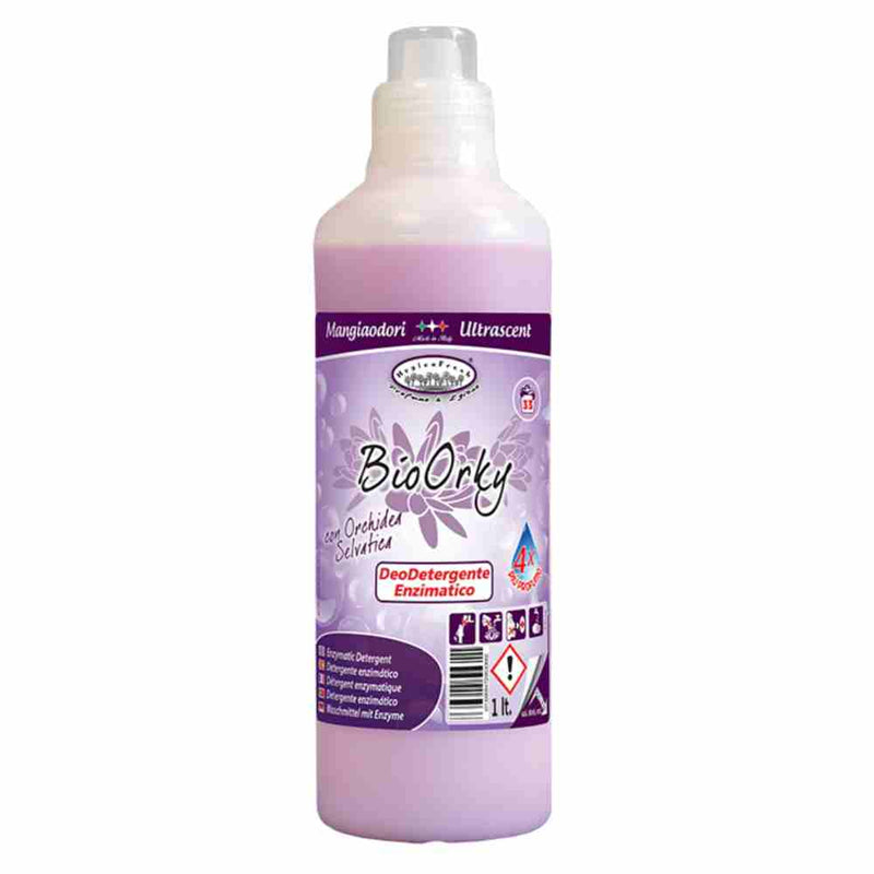 Detergent lichid enzimatic de rufe cu parfum de orhidee BioOrky 1 Litru