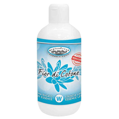 Flacon de esență parfumată concentrată pentru rufe Fior di Cotone 250 ml, cu ambalaj albastru și alb.