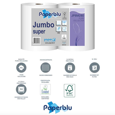 Hartie igienica pura celuloza  Jumbo Super 280 m