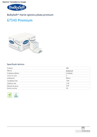 Hartie Igienica Intercalata Premium 2 straturi bax 36 pachete x 250 foi/pachet Bulky Soft