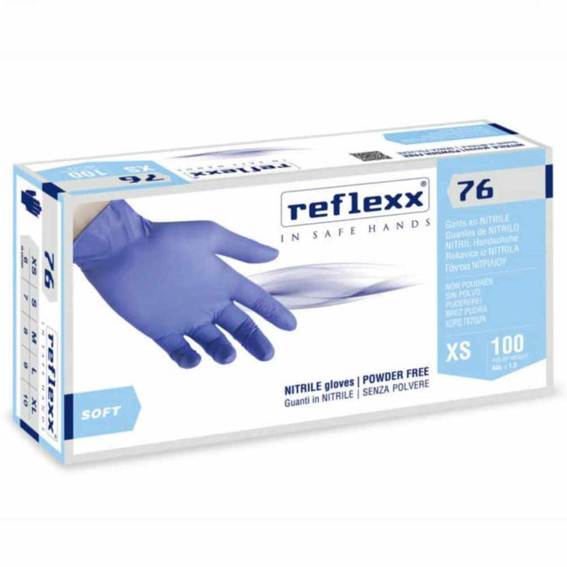 Mănuși de Nitril fără Pudră Reflexx 76 pentru Cabinete Medicale si Stomatologice