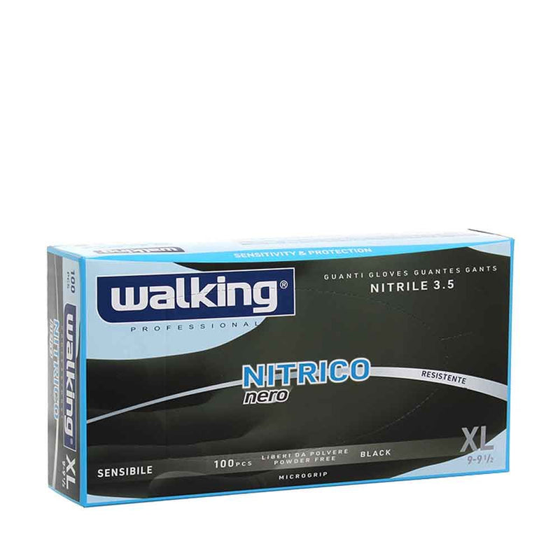 Mănuși de nitril negre Walking Nitrico mărimea XL 100 buc/cutie