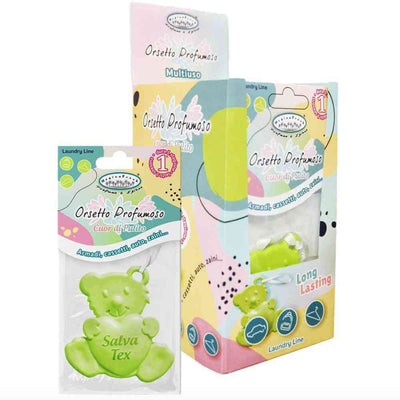 Odorizant Ursuleț Parfumat Orsetto pentru mașină, dulap, sertar, odorizant solid parfumat în ambalaj colorat, Salva Tex