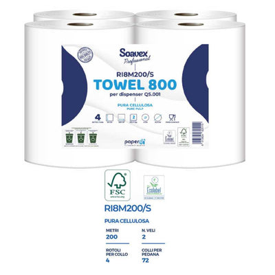 Role prosoape hârtie pentru dispenser cu senzori Soavex 1 bax/4 buc