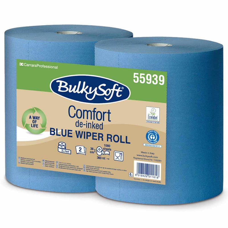 Role Hartie Albastra Industriala 1000 de foi set de  2 x 360 metri BulkySoft® Comfort