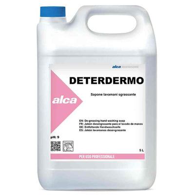 5L bottle of Deterdermo powerful degreasing hand soap for heavily soiled hands.