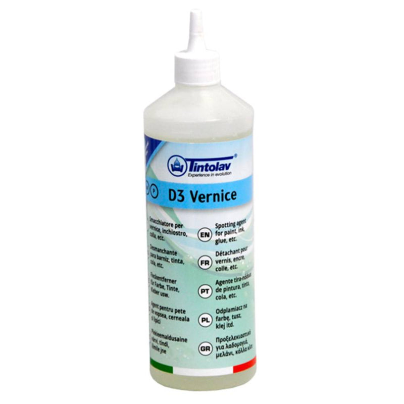 Solutie de pete de vopsea, lipici, cerneală, gudron, ruj și pix D3 Vernice 500 ml